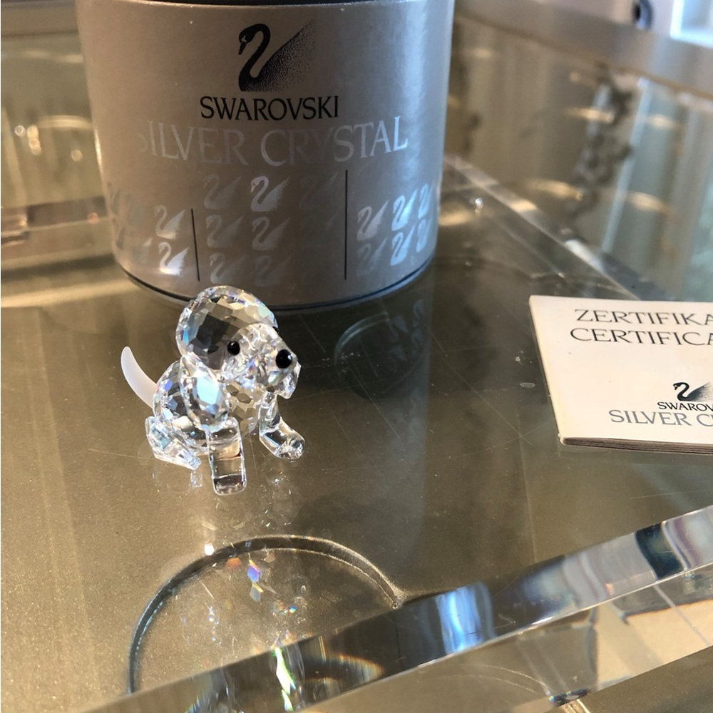 SWAROVSKI 2-PIECE RETIRED SILVER CRYSTAL SET OF 2 BEAGLES